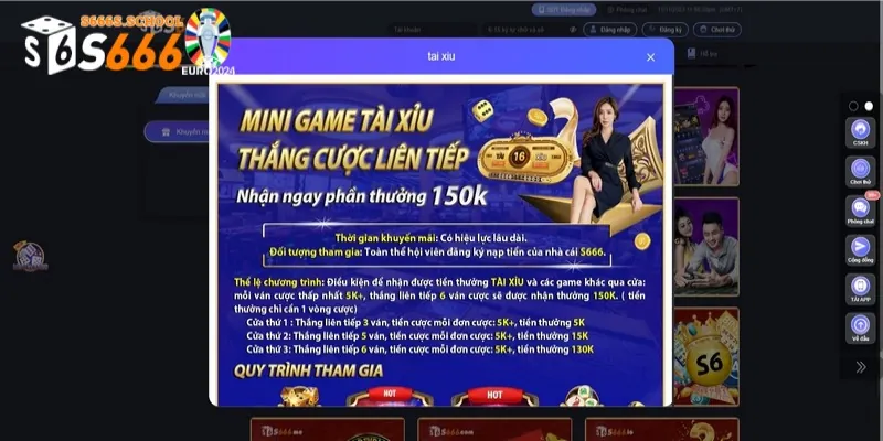 S666 khuyến mãi tháng 9 khi đạt chuỗi thắng ở tài xỉu S666 khuyến mãi tháng 9 khi đạt chuỗi thắng ở tài xỉu